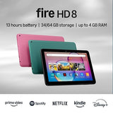 Amazon Fire HD 8 tablet (newest model), 8” HD Display, 3GB memory, 32GB, designed for portable entertainment, Black 32 GB Lockscreen Ad-Supported Black Fire HD 8