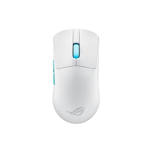 Asus ROG Harpe Ace Aim Lab Edition Wireless Gaming Mouse, 54 g Lightweight, 2.4GHz RF, Bluetooth, 36K DPI Sensor, 5 Buttons, ROG SpeedNova, ROG Omni Receiver, Esports & FPS Gaming, Moonlight White