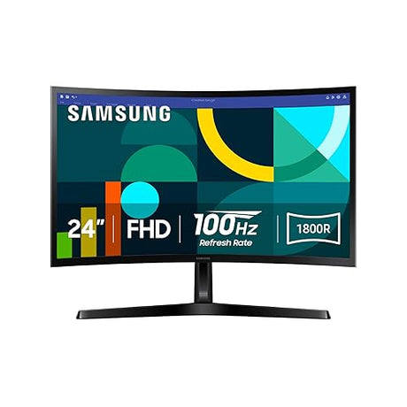 SAMSUNG 24 Essential S3 (S36GD) Series FHD 1800R Curved Computer Monitor, 100Hz, Game Mode, Advanced Eye Comfort, HDMI and D-sub Ports, LS24D366GANXZA 24-Inch