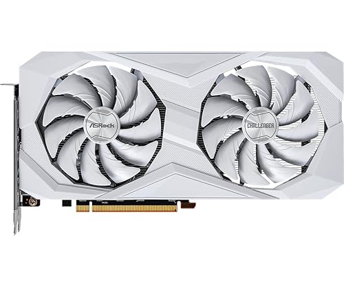 ASRock AMD Radeon RX 6600 Challenger White 8GB GDDR6 Graphics Card 0dB Silent Cooling 128-bit 7680 x 4320 DisplayPort HDMI 14 Gbps Dual Fan 7nm