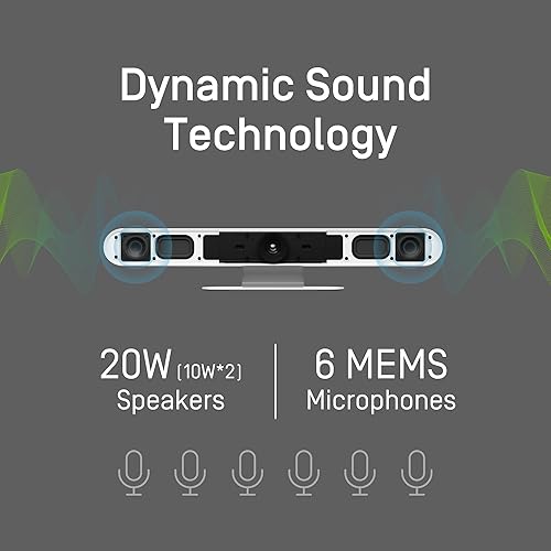 IPEVO VC-B4K UHD 4K Video and Audio Conference Room Camera System, All-in-One Video Bar, Voice Detection and Auto Framing, 6 MEMS Mic/20W(2x10W) speakers/120°FOV, Smartphone/Laptop/Tablet - Black