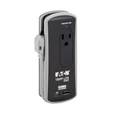 Eaton Tripp Lite TRAVELER3USBC Travel Power Strip & USB Charger, Flat Plug, 306J Surge Protector, USB-C + USB-A Port, 2-Outlets, 18 Cord & Cable Wrap, 5,000 Insurance
