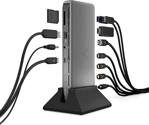 Brydge Stone Pro TB4 Thunderbolt 4 Docking Station-12 Ports, 90 Watts Charging, Dual 4K Monitors or Single 8K Output, 40GB/s Transfer Speed Windows 10 & 11, macOS 11.0 & ChromeOS Compatible, Charcoal Space Gray
