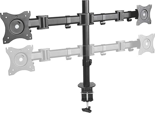 Kantek Dual Monitor Arm, Stand Mounts 2 Screens up tp 27, 2 Articulating Adjustable Arms Hold 18lbs, Desk and Grommet Mount, Cable Management, VESA Grommet Mount/Desk Clamp Dual Monitor Arm