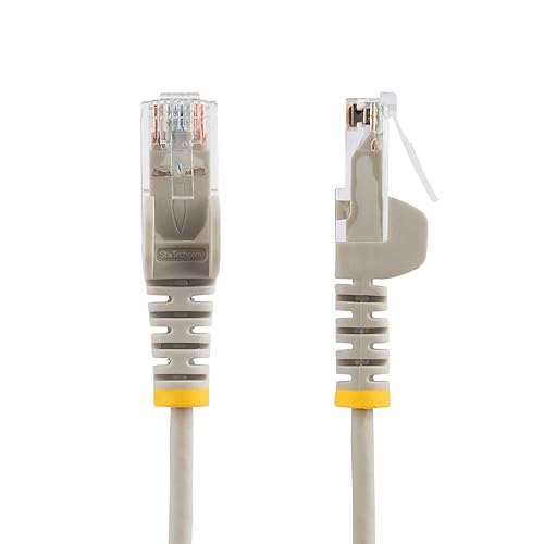 StarTech.com 7ft Gray Slim CAT6 Ethernet Cable, Snagless RJ45, LSZH, 28AWG Pure Bare Copper, Slim Network Patch Cable/Cord
