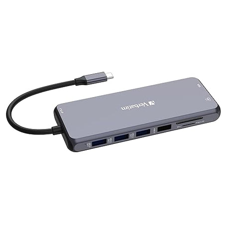 Verbatim USB C Hub 14-in-1 Multiport Adapter USB-C to HDMI, VGA, RJ45, USBA-A and USB-C PD, with SD Card Reader, for Mac, MacBook Pro/Air, iPad Pro, Thinkpad, Windows Computer, Laptop and Co USB-C PRO MULTIPORT HUB 14 Port