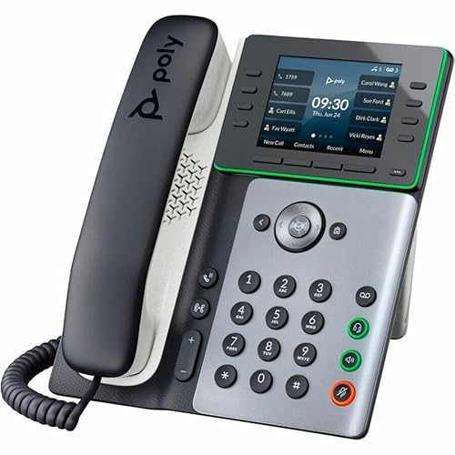 Poly Edge E300 IP Phone - Corded - Corded - Desktop - Black - TAA Compliant - VoIP - 2 x Network (RJ-45) - PoE Ports