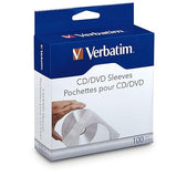 Verbatim CD/DVD Paper Sleeves With Clear Window - 100pk Box