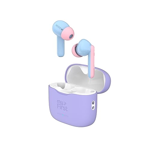 myFirst CareBuds - 2023 New Earbuds for Boys Girls Safe Earbuds Headphones for Kids with Anti-Lost Strip and Smart Touch Control (Cotton Candy Mix)