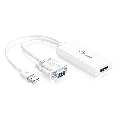 j5create HDMI to VGA Adapter- 4K 1080p @ 60 Hz | 1.62 Gbps and 2.7 Gbps | Compatible with Apple iMac or MacBook, PC, HDTV, Projectors and More