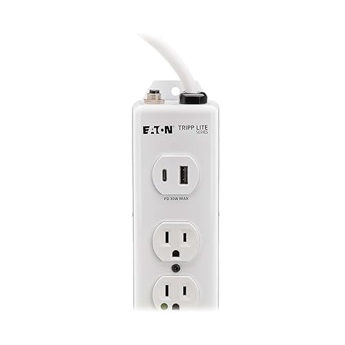 Tripp Lite Eaton Medical Hospital Power Strip with 2 USB Charging Ports, 6 Outlets + 15ft Cord, UL 1363 Certified Power Strip, Wall & Under-Desk Mount, Lifetime Manufacturer's Warranty (PS-615-HGUSB) 6 Outlets / 15 Foot Cord