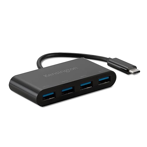 Kensington CH1200 USB-C 10Gbps 4-Port Hub, USB Type C to USB Adapter with 4 USB 3.0, Compatible with Thunderbolt 4, Thunderbolt 3, USB4 and USB-C Devices (K33616WW)