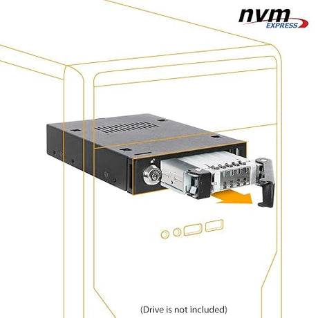 ICY DOCK 2.5 U.2 NVMe SSD PCIe 3.0/4.0 Mobile Rack for External 3.5 Drive Bay(147mm Depth) | ToughArmor MB601VK-B 1 Bay