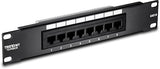 TRENDnet 8-Port Cat6 Unshielded Patch Panel, TC-P08C6, Rackmount, 10 Inch Wide, 8 x Gigabit RJ-45 Ethernet Ports, Pre-Numbered Ports, 250 Mhz Connection, Color Coded Labeling, 110 IDC Terminal Blocks