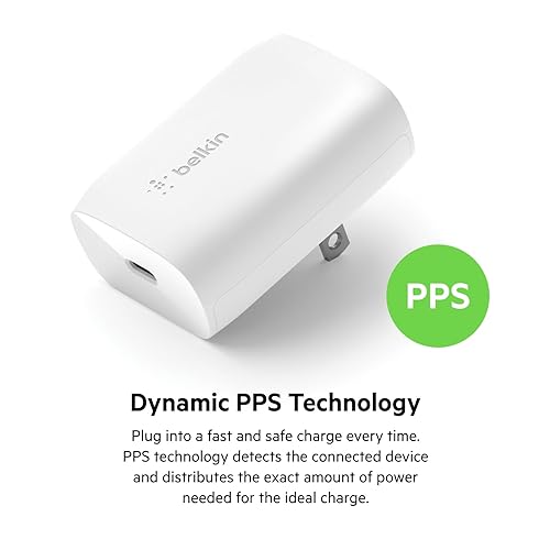 Belkin 30-Watt USB-C Wall Charger, USB-C Power Delivery, PPS Fast Charging for Apple iPhone 15, 15 Plus, 15 Pro, 15 Pro Max, iPhone 14, 14 Pro, 14 Pro Max, Galaxy S23, iPad, AirPods & More - White 30W