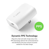 Belkin 30-Watt USB-C Wall Charger, USB-C Power Delivery, PPS Fast Charging for Apple iPhone 15, 15 Plus, 15 Pro, 15 Pro Max, iPhone 14, 14 Pro, 14 Pro Max, Galaxy S23, iPad, AirPods & More - White 30W