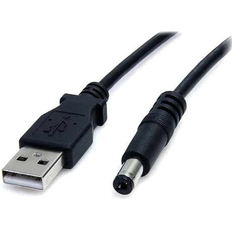 StarTech.com 3 ft USB to Type M Barrel 5V DC Power Cable - Power Cable - USB (Power Only) (M) to DC Jack 5.5 mm (M) - 3 ft - Molded - Black - USB2TYPEM 3 ft / 1m Type M