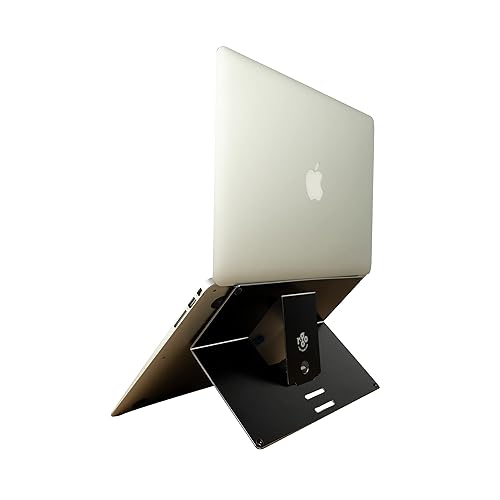 R-Go Tools Ergonomic Laptop Stand - Aluminum Laptop Mount Computer Stand, Attachable Laptop Riser Notebook Holder for 10-22 Laptops, Lightweight - Black