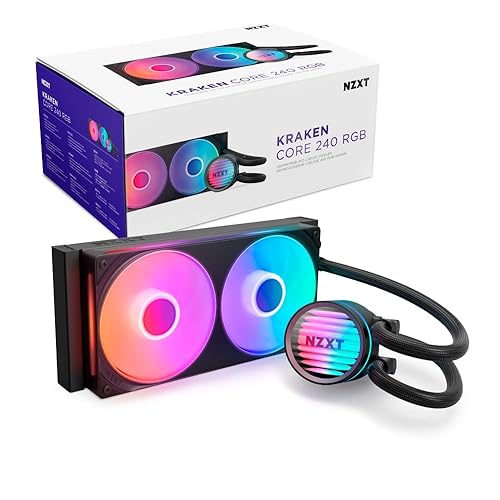 NZXT Kraken Core 240 RGB - AIO CPU Liquid Cooler - 240 mm Radiator - 240 mm Single-Frame Fan - Compatible with Intel® LGA 1851/1700/1200/115X & AMD® AM5/AM4 - Black Black 240mm Radiator Kraken Core RGB