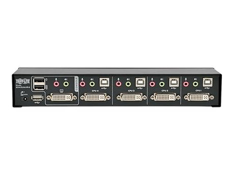 Tripp Lite 4-Port Dvi Dual-Link/USB KVM Switch with 4 X 6 Feet Cables Audio (B004-DUA4-HR-K) Black