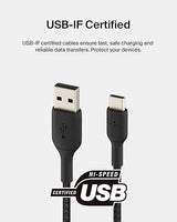 Belkin BoostCharge Braided USB-C to USB-A Cord (1M/3.3ft) for iPhone 16 Series, Samsung Galaxy S24 Series, Note20, Google Pixel 7 & 8, iPad Pro, Nintendo Switch, & More - Black Black 3.3 ft