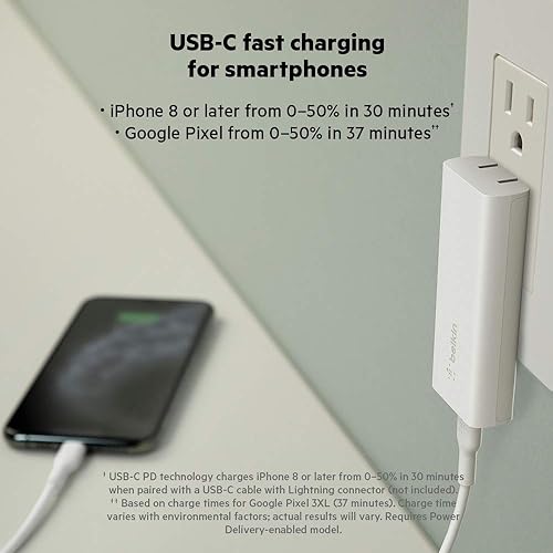 Belkin BoostCharge Pro USB-C GaN Wall Charger 20W PD w/ USB-C to USB-C Cable, USB-C PD for iPhone 15, 15 Plus, 15 Pro, 15 Pro Max, iPad Pro, Galaxy S23, Z Fold, Nintendo Switch, Google Pixel, & More Includes USB-C Cable Charger