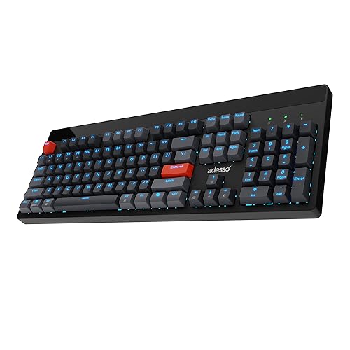 Adesso EasyTouch 1300 Custom Mechanical Keyboard – Wired/Wireless/Bluetooth, RGB, Multi-OS, VIA/QMK Programmable, Hot-Swappable Red Switches, Copilot AI Key, USB-C Rechargeable