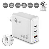 SIIG 100W USB C Charger, 3-Port GaN 3 Pro Fast Wall Charger, 2 USB-C PD 3.0, 1 USB-A QC 3.0 Ports, Compact Foldable Plug, ETL Certified, for MacBook, iPhone, Samsung Galaxy, and More (AC-PW1Z11-S1)