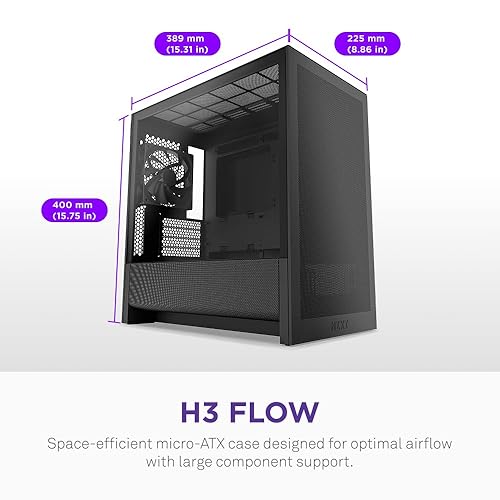 NZXT H3 Flow (2025) Micro-ATX Mid-Tower Case - All Black Color