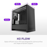 NZXT H3 Flow (2025) Micro-ATX Mid-Tower Case - All Black Color