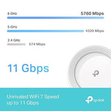 TP-Link Deco BE11000 Tri-Band WiFi 7 Mesh (Deco BE65) - 11 Gbps, 5200 Sq.Ft, 4× 2.5 G Ethernet, 6G Band, AI-Driven Band, HomeShield 2-Pack Wi-Fi 7 | BE11000,11G Port 2-Pack