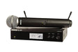 Shure BLX24R/SM58 UHF Wireless Microphone System - Perfect for Church, Karaoke, Vocals - 14-Hour Battery Life, 100m Range | SM58 Handheld Vocal Mic, Single Channel Rack Mount Receiver | J11 Band Full System, Rack Mount J11 Band (596-616 MHz)