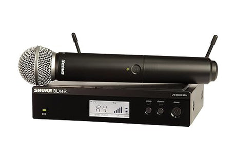 Shure BLX24R/SM58 UHF Wireless Microphone System - Perfect for Church, Karaoke, Vocals - 14-Hour Battery Life, 100m Range | SM58 Handheld Vocal Mic, Single Channel Rack Mount Receiver | J11 Band Full System, Rack Mount J11 Band (596-616 MHz)