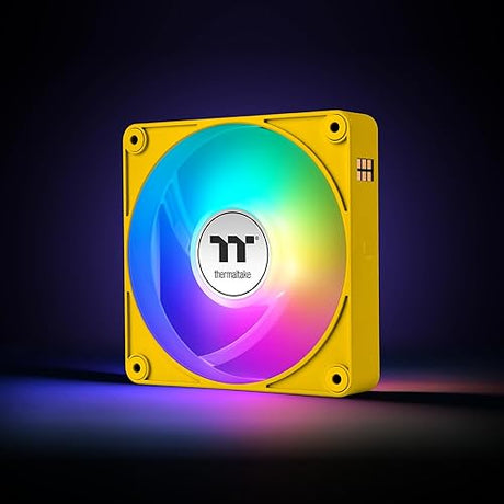 Thermaltake CT140 EX ARGB Sync PC Cooling Fan 3 Pack, PWM 500~1800 RPM, 5V Motherboard Sync, 16.8 Million Colors 9 LEDs, MagForce 2.0 Connectors, Hydraulic Bearing, Bumblebee, CL-F217-PL14GS-A