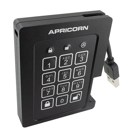 Apricorn 4TB Aegis Padlock SSD 256-Bit, FIPS 140-2 Level 2 Validated Ruggedized USB 3.0 Encrypted External Portable Drive (ASSD-3PL256-4TBF)