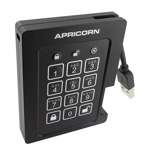 Apricorn 4TB Aegis Padlock SSD 256-Bit, FIPS 140-2 Level 2 Validated Ruggedized USB 3.0 Encrypted External Portable Drive (ASSD-3PL256-4TBF)