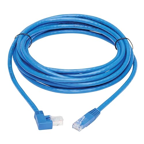 Tripp Lite Right Angle Cat6 Ethernet Cable, Gigabit Molded UTP Network Patch Cable, Blue, 15 ft. (N204-015-BL-RA)