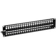 TRENDnet 48-Port Blank Keystone Shielded 2U HD Patch Panel, TC-KP48S, Cat6A Cat6, Cat5e, Cat5, 2U 19” Metal Rackmount Design, Numbered Cable Management Bar, Fully Customizable with HD Keystone Jacks 48-Port Shielded Blank Keystone