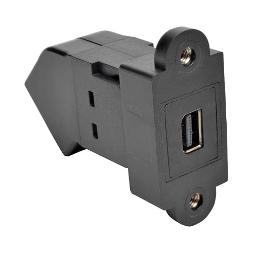 Tripp Lite Mini DisplayPort to DisplayPort Keystone/Panel Mount Angled Adapter (F/F), All-in-One, MDP to DP, Black (P169-000-KPA-BK) Angled Keystone/Panel Mount