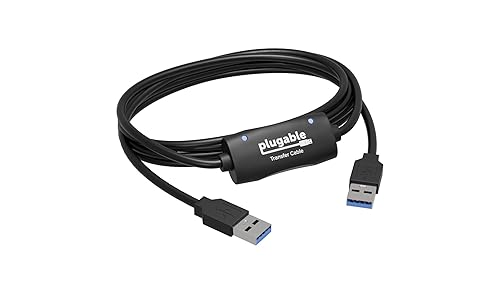 Plugable USB 3.0 Transfer Cable, Unlimited Use, Transfer Data Between 2 Windows PC's, Compatible with Windows 11, 10, 8.1, 8, 7, Vista, XP, Bravura Easy Computer Sync Software Included