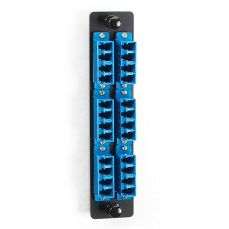 Black Box JPM467C-R2 Fiber Adapter Panel - High Density, (12) LC Duplex, Ceramic, Blue