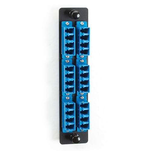 Black Box JPM467C-R2 Fiber Adapter Panel - High Density, (12) LC Duplex, Ceramic, Blue