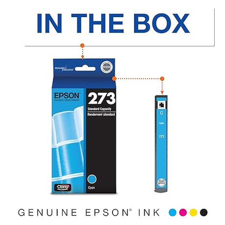 Epson T273220-S T273 Clarian Premium Cyan Ink Cartridge, Standard Capacity