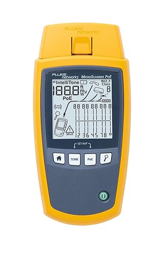 Fluke Networks MS-POE MicroScanner Copper Cable Verifier and PoE tester for RJ-45 Category 5-6A Ethernet Cables, Identifies Supplied Class 0-8 Power from Ethernet PSE Devices