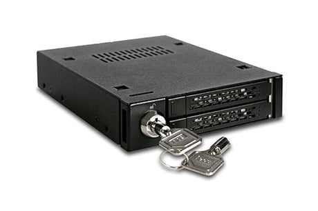 ICY DOCK Full Metal 2 Bay 2.5” SATA/SAS HDD & SSD Mobile Rack for External 3.5 Drive Bay | ToughArmor MB992SK-B Matte Black