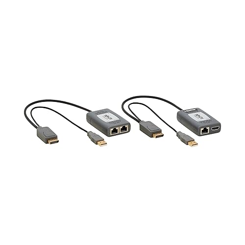 Tripp Lite Long-Distance DisplayPort Over Cat6 Extender Kit, 4K @ 60Hz, 1-Port, Extend up to 230 Feet / 70 Meters, Daisy-chain up to 920ft / 280M, TAA Compliant, 1-Year Warranty (B127U-111-PDPD)