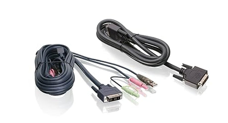 IOGEAR Dual View Dual-Link DVI, USB KVM Cable Kit with Audio (TAA Compliant) 6 Foot, G2L7202U Dual View Cable Set