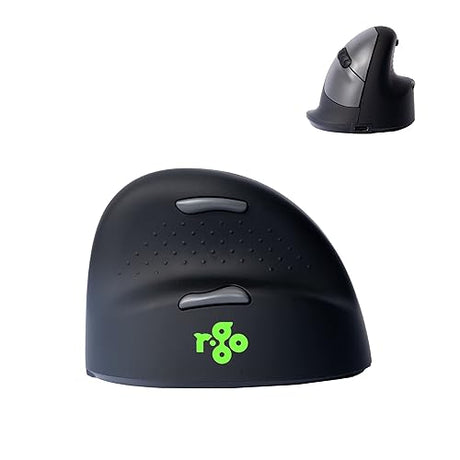 R-Go HE Ergonomic Mouse, Bluetooth 5.0, Noiseless Clicks, Compatible with Anti-RSI Software, Prevent Mouse Arm, Rechargeable Wireless Vertical Mouse for Windows/Mac/Linux, 5 Buttons, Black (RGOHEWL)