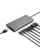 Belkin Connect Universal USB-C 8-in-1 Dual Display Core Hub w/Silicon Motion Technology - Compatible with Mac, Windows, and Chromebook - 100W PD w/ 10Gbps Transfer Speeds & 1GbE Ethernet - Silver