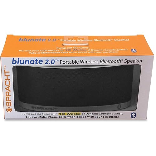 Spracht BluNote 2.0 Portable 10-Watt Wireless Bluetooth Speaker for Music and Voice Black